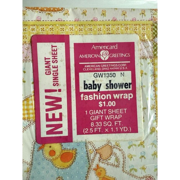 Vintage Baby Shower Gift Wrap Sun Bonnet Sue & Sam American Greeting SEALED - Picture 3 of 3